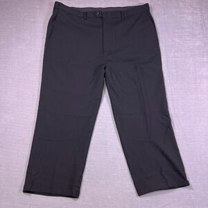GS Mens Black Slacks Cuffed Stretch Dress Trouser Pants Size 46x34‎